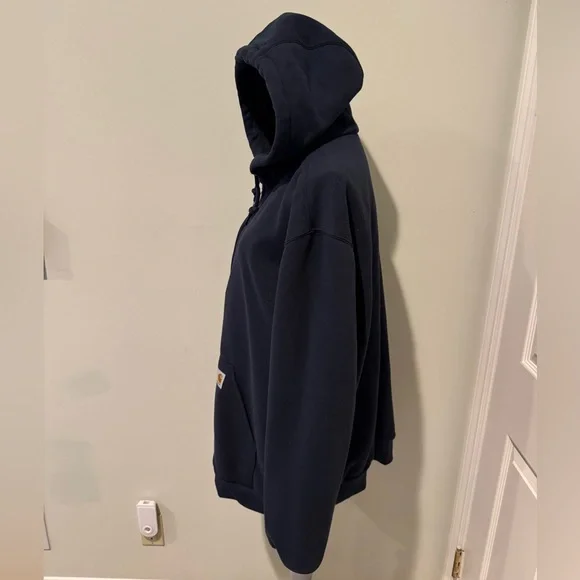Carhartt Rain Defender Loose Fit Midweight Thermal-lined Full-Zip Hoodie Navy - Picture 3 of 7
